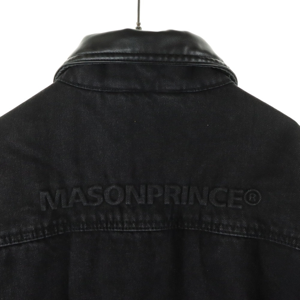 NO BRAND(ノーブランド) MASONPRINCE レザー 切り替え デニムジャケット ブラック