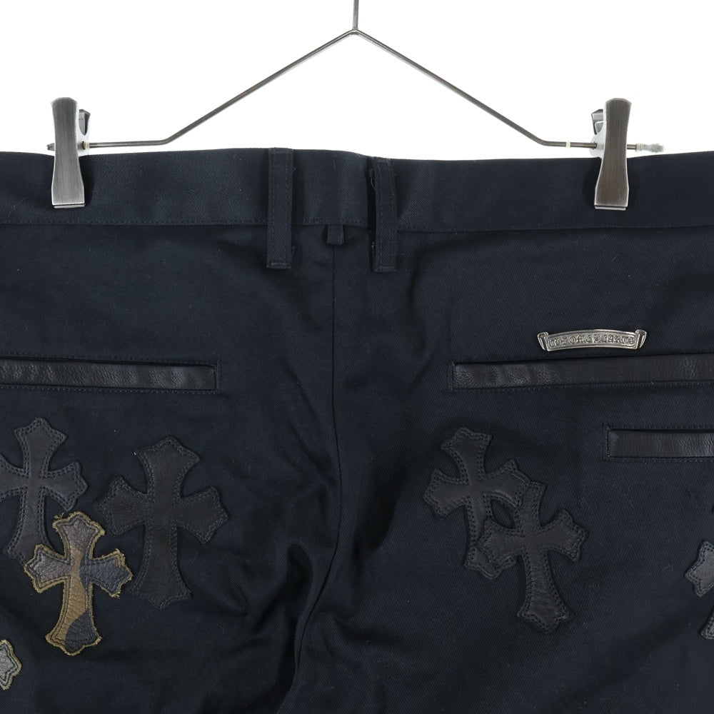CHROME HEARTS(クロムハーツ) CARPENTER DOUBLE KNEE クロスパッチ付きカーペンターロングパンツ ブラック/カーキ