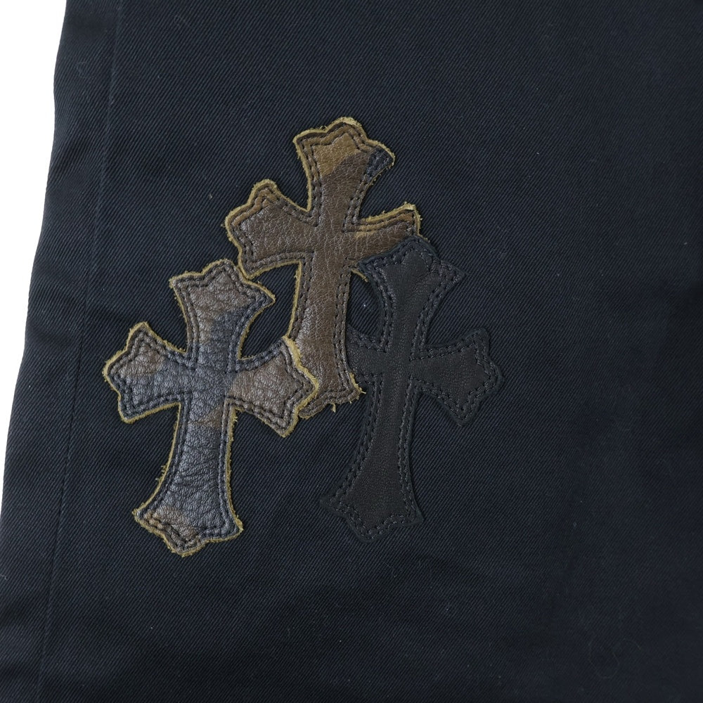 CHROME HEARTS(クロムハーツ) CARPENTER DOUBLE KNEE クロスパッチ付きカーペンターロングパンツ ブラック/カーキ