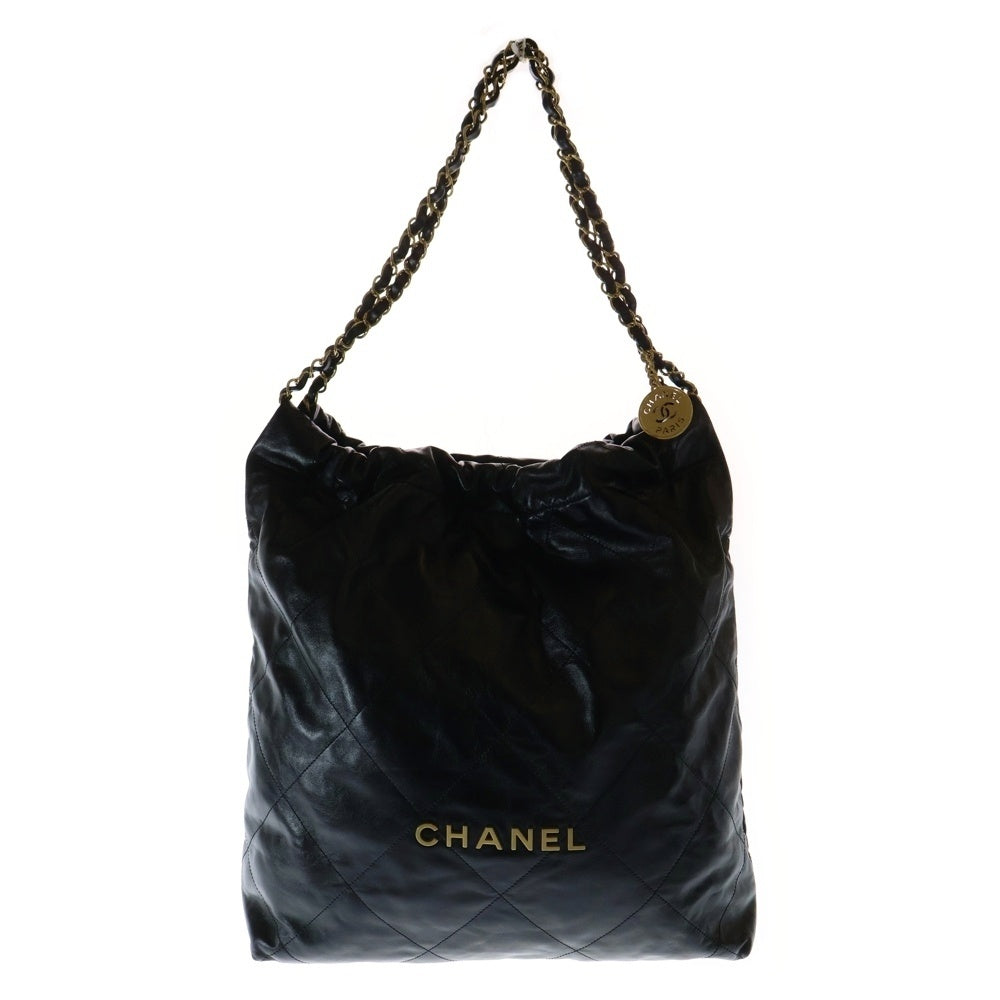 CHANEL(シャネル) シャネル22 ラージ ブラック チェーンショルダーバッグ トートバッグ カーフスキン ゴールド金具 AS3262