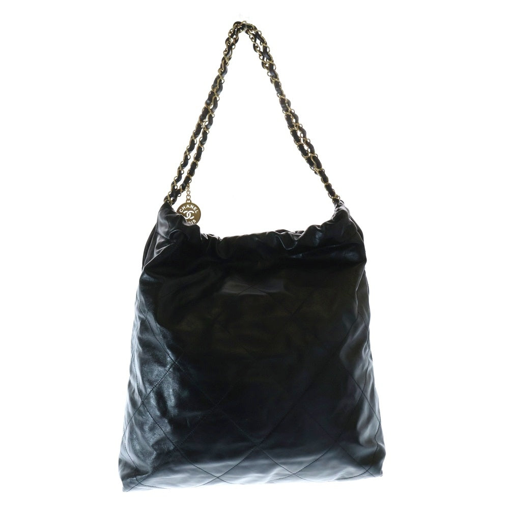 CHANEL(シャネル) シャネル22 ラージ ブラック チェーンショルダーバッグ トートバッグ カーフスキン ゴールド金具 AS3262