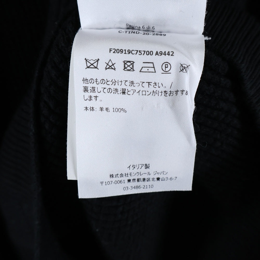 MONCLER(モンクレール) ロゴワッペン ラインデザイン サーマル ニット ブラック