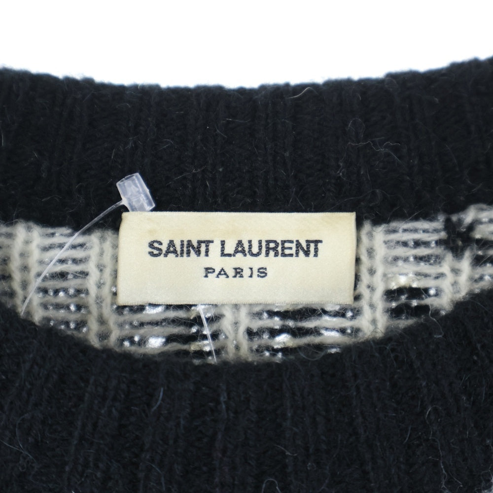 SAINT LAURENT PARIS(サンローランパリ) 14AW アルパカ総柄 ニットセーター ブラック