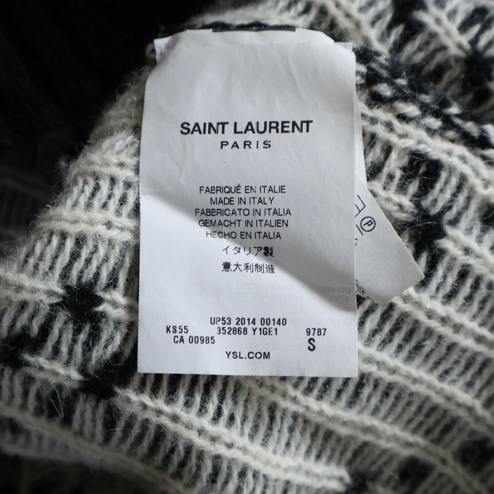 SAINT LAURENT PARIS(サンローランパリ) 14AW アルパカ総柄 ニットセーター ブラック