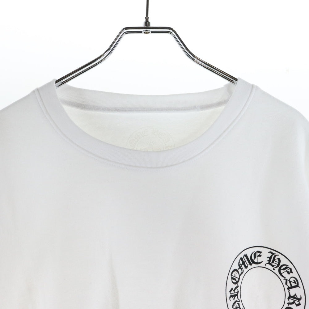 CHROME HEARTS(クロムハーツ) Horseshoe Crewneck Sweatshirt ホースシュープリント 袖フローラル クルーネックスウェットトレーナー ホワイト