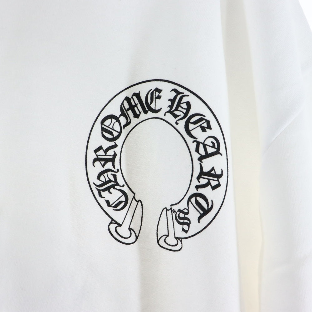 CHROME HEARTS(クロムハーツ) Horseshoe Crewneck Sweatshirt ホースシュープリント 袖フローラル クルーネックスウェットトレーナー ホワイト
