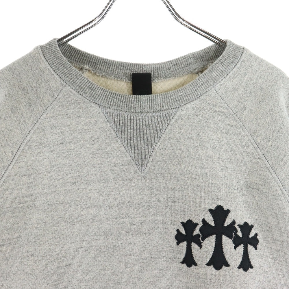CHROME HEARTS(クロムハーツ) Y NOT CH Applique Embroidery アップリケ刺繍クルーネック スウェットシャツ トレーナー グレー