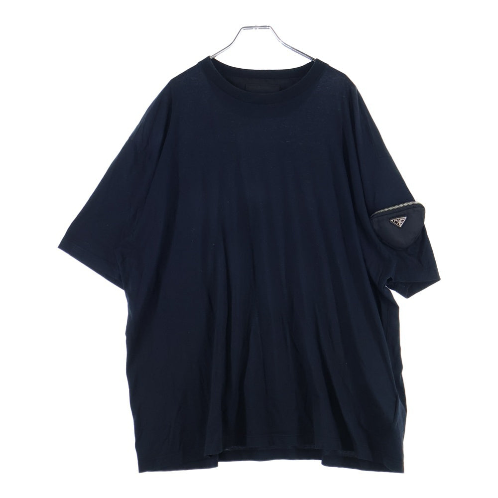 PRADA(プラダ) 21SS 三角ロゴプレートポーチ クルーネック半袖カットソーTシャツ ブラック UJN762 S212 1ZLC