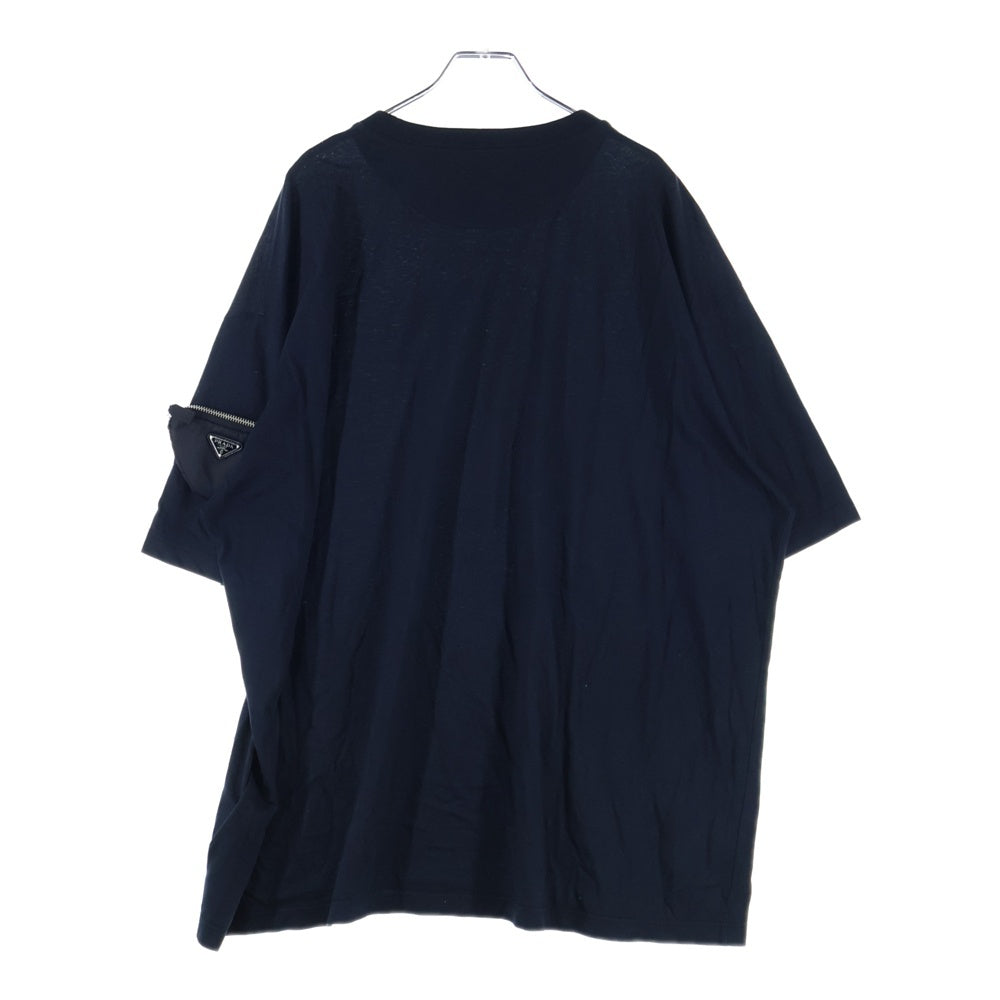 PRADA(プラダ) 21SS 三角ロゴプレートポーチ クルーネック半袖カットソーTシャツ ブラック UJN762 S212 1ZLC