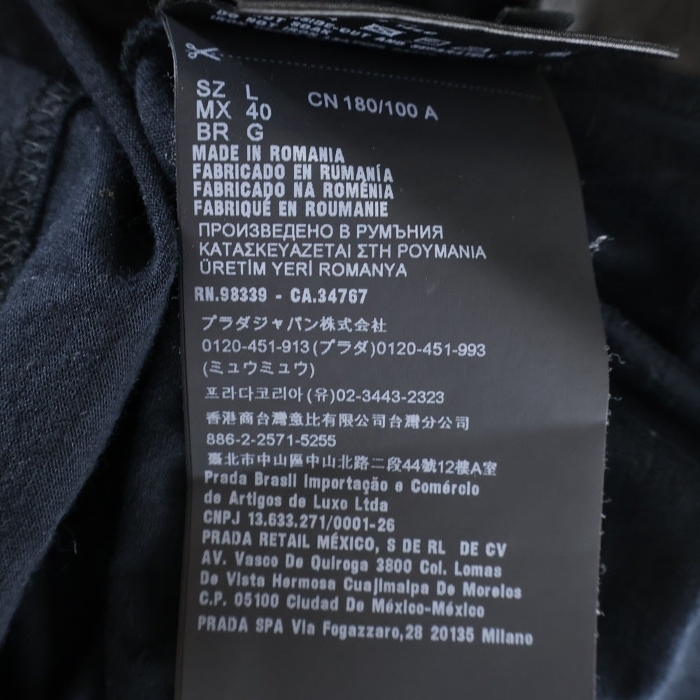 PRADA(プラダ) 21SS 三角ロゴプレートポーチ クルーネック半袖カットソーTシャツ ブラック UJN762 S212 1ZLC