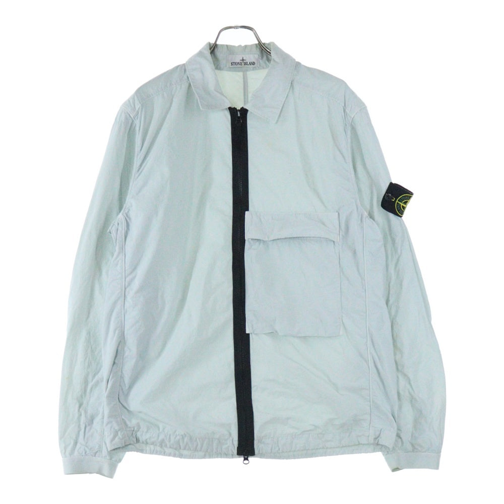 STONE ISLAND(ストーンアイランド) Nylon Shirt Jacket ロゴパッチ ジップアップ ナイロンジャケット グレー 771510303