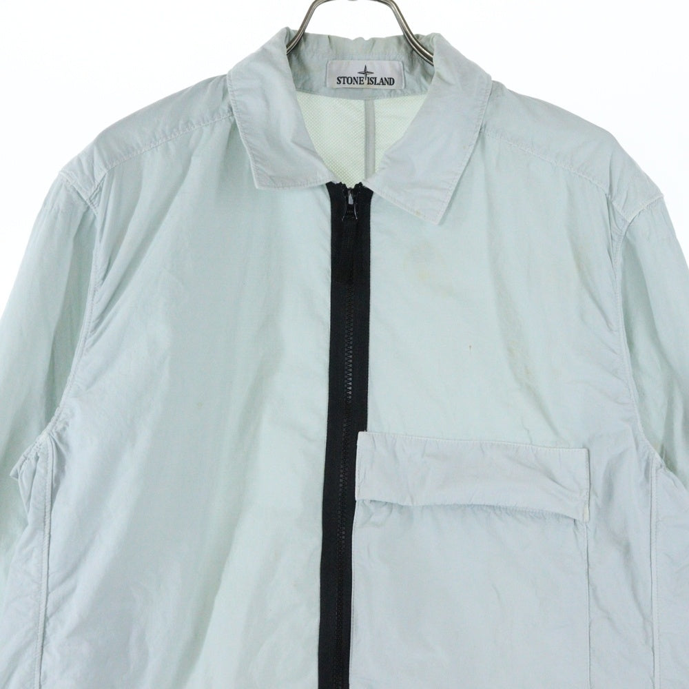 STONE ISLAND(ストーンアイランド) Nylon Shirt Jacket ロゴパッチ ジップアップ ナイロンジャケット グレー 771510303