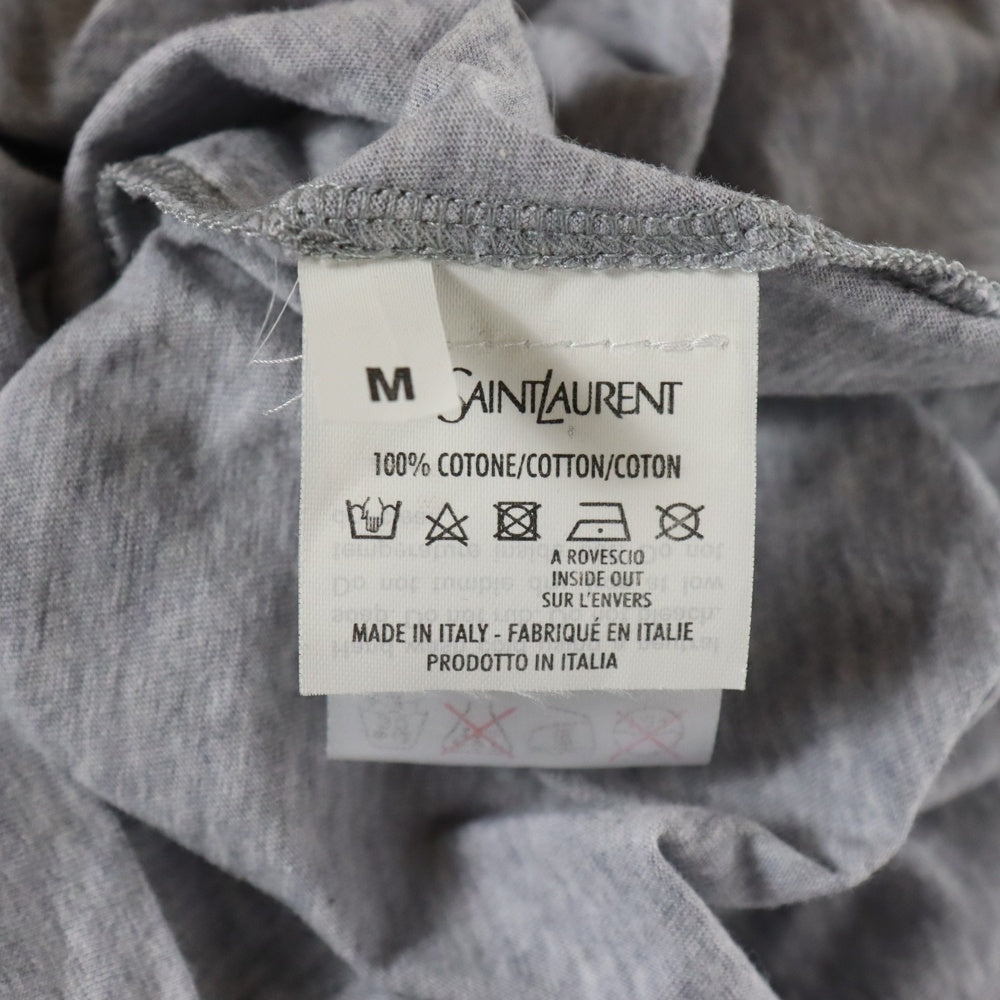 YVES SAINT LAURENT(イヴサンローラン) 総柄バードプリント 半袖クルーネックTシャツカットソー グレー