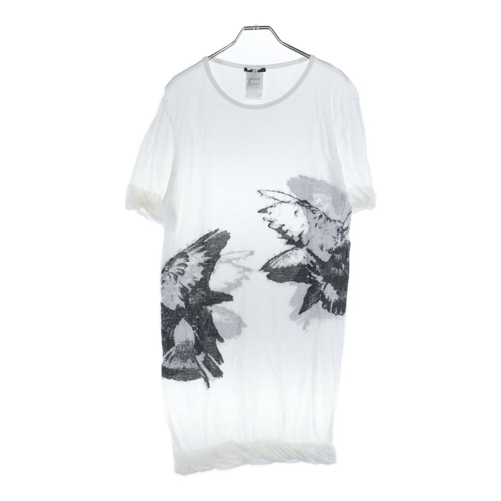 ANN DEMEULEMEESTER(アンドゥムルメステール) イーグルプリント クルーネック半袖Tシャツカットソー ホワイト
