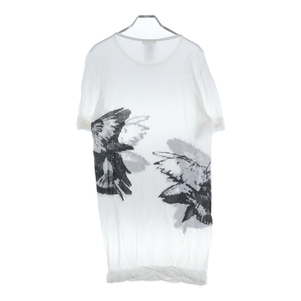 ANN DEMEULEMEESTER(アンドゥムルメステール) イーグルプリント クルーネック半袖Tシャツカットソー ホワイト