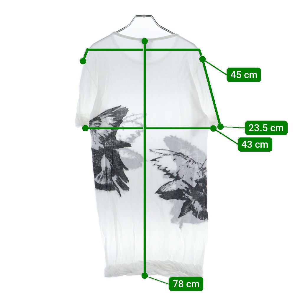 ANN DEMEULEMEESTER(アンドゥムルメステール) イーグルプリント クルーネック半袖Tシャツカットソー ホワイト