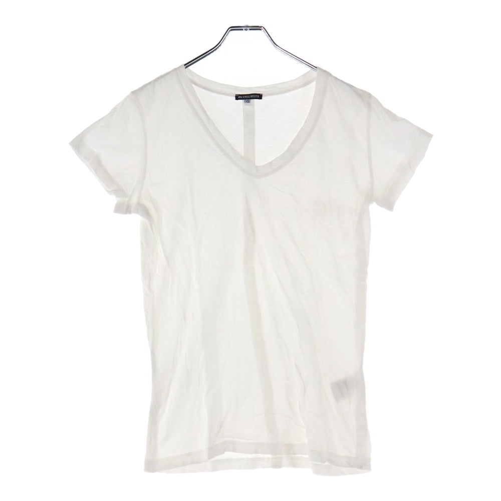 ANN DEMEULEMEESTER(アンドゥムルメステール) Vネック 半袖Tシャツカットソー ホワイト
