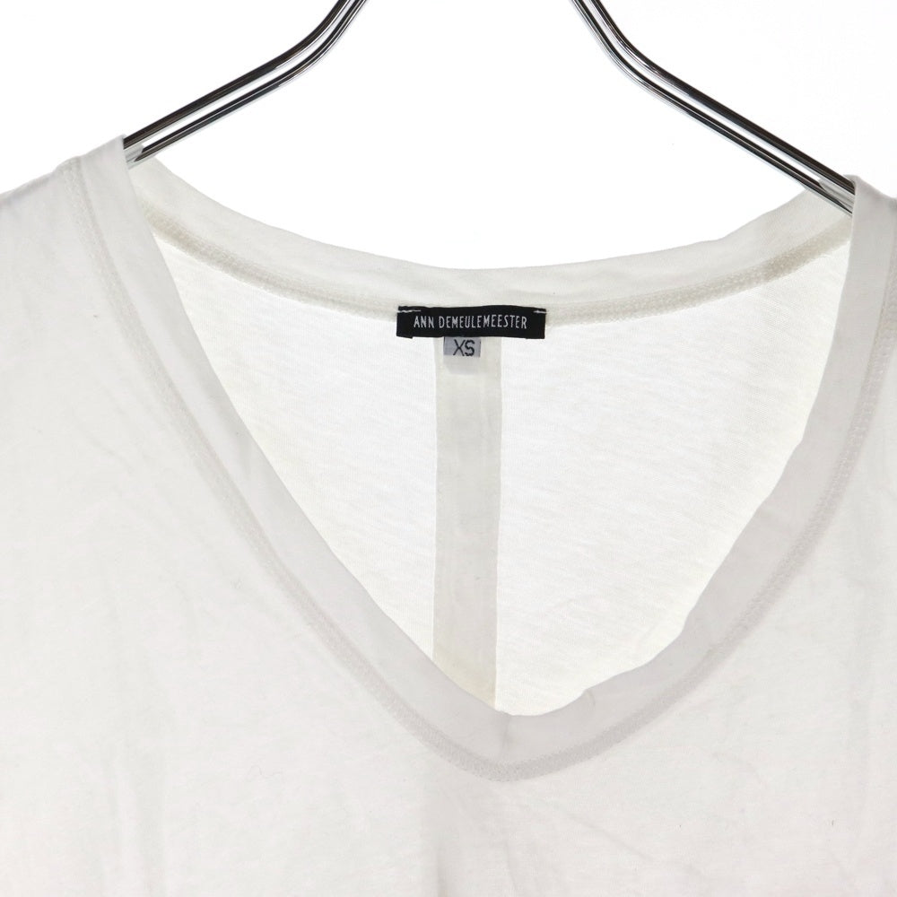ANN DEMEULEMEESTER(アンドゥムルメステール) Vネック 半袖Tシャツカットソー ホワイト