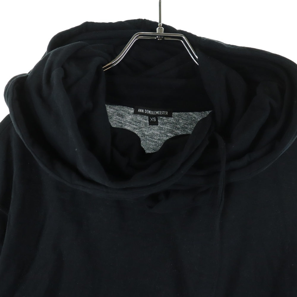 ANN DEMEULEMEESTER(アンドゥムルメステール) フーデッド半袖カットソー ブラック