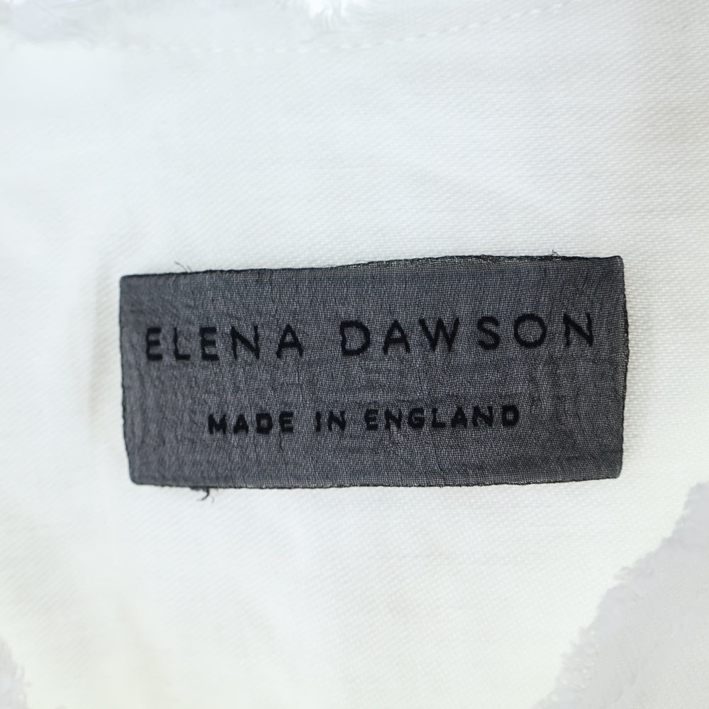 Elena Dawson(エレナドーソン) カットオフデザイン ノーカラー長袖シャツ ホワイト