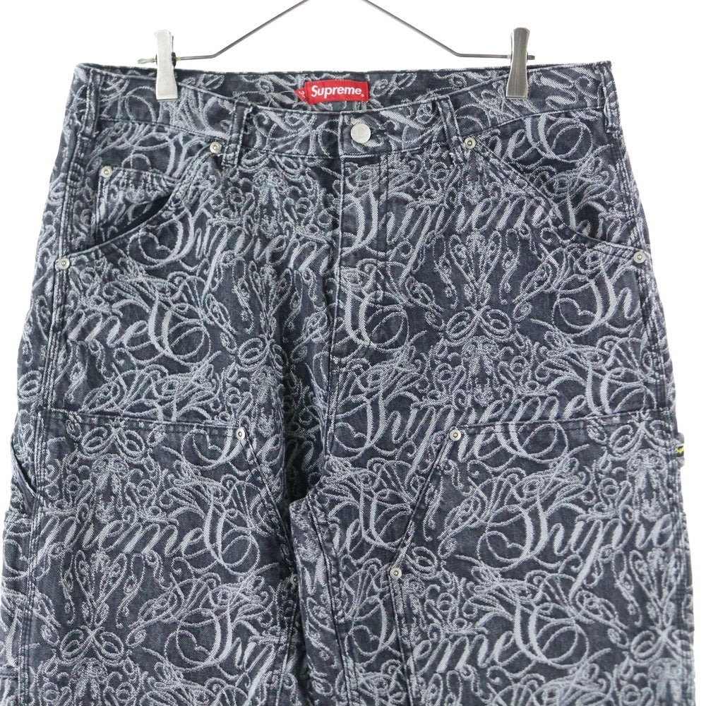SUPREME(シュプリーム) 22AW Script Jacquard Double Knee Denim Painter Pant カーペンターデニムパンツ ブラック