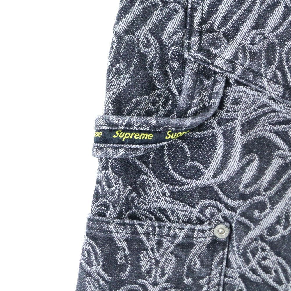 SUPREME(シュプリーム) 22AW Script Jacquard Double Knee Denim Painter Pant カーペンターデニムパンツ ブラック