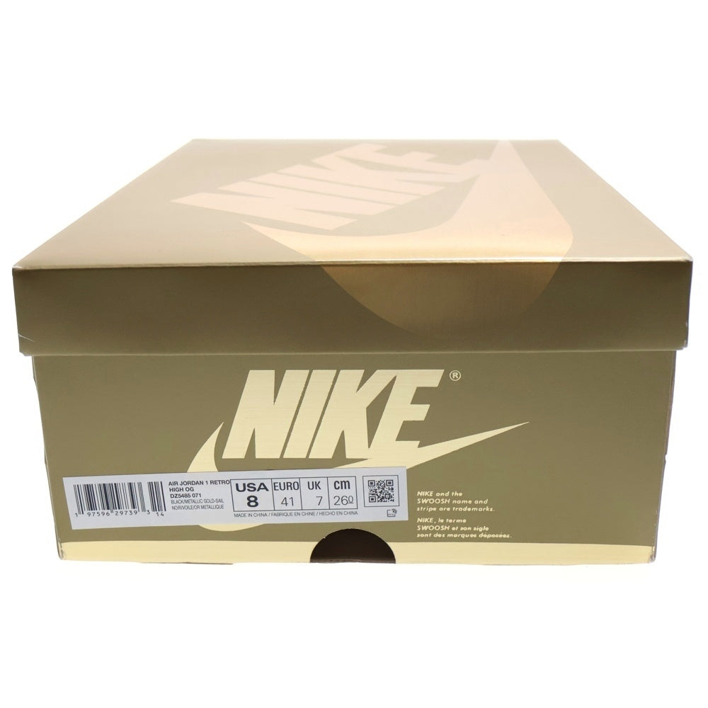 NIKE(ナイキ) AIR JORDAN 1 RETRO HIGH OG Black and Gold DZ5485 071 エア ジョーダン 1 レトロ ハイ ブラック/ゴールド ハイカットスニーカー US8/26cm