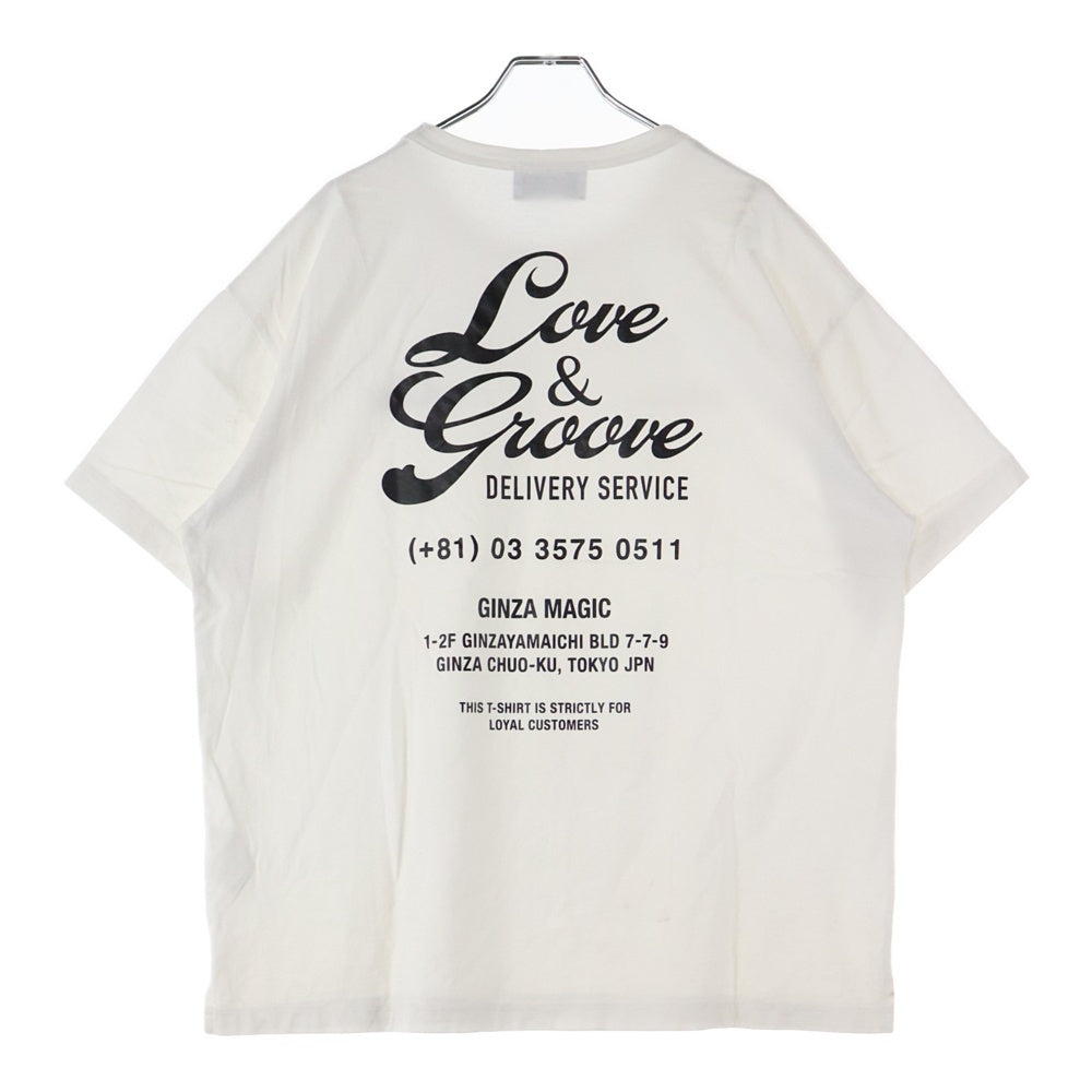 WEWILL(ウィーウィル) バッグプリント 半袖クルーネックTシャツカットソー ホワイト