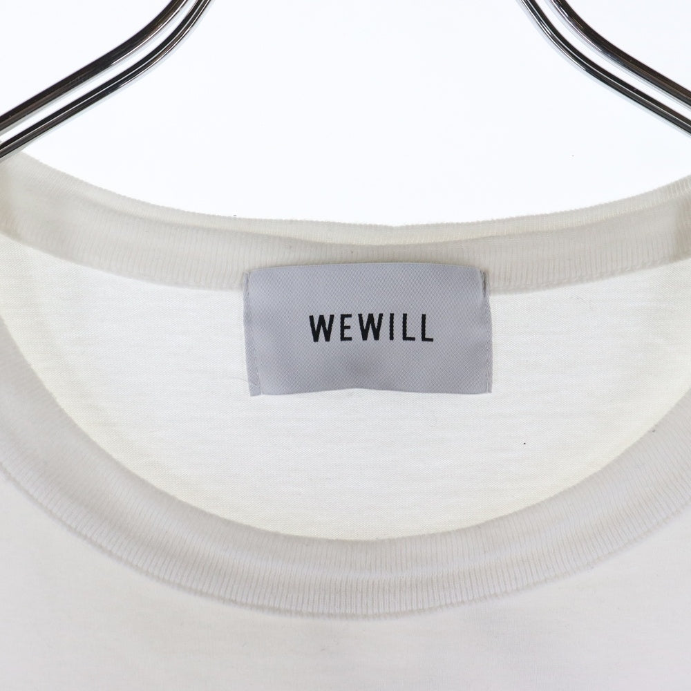 WEWILL(ウィーウィル) バッグプリント 半袖クルーネックTシャツカットソー ホワイト