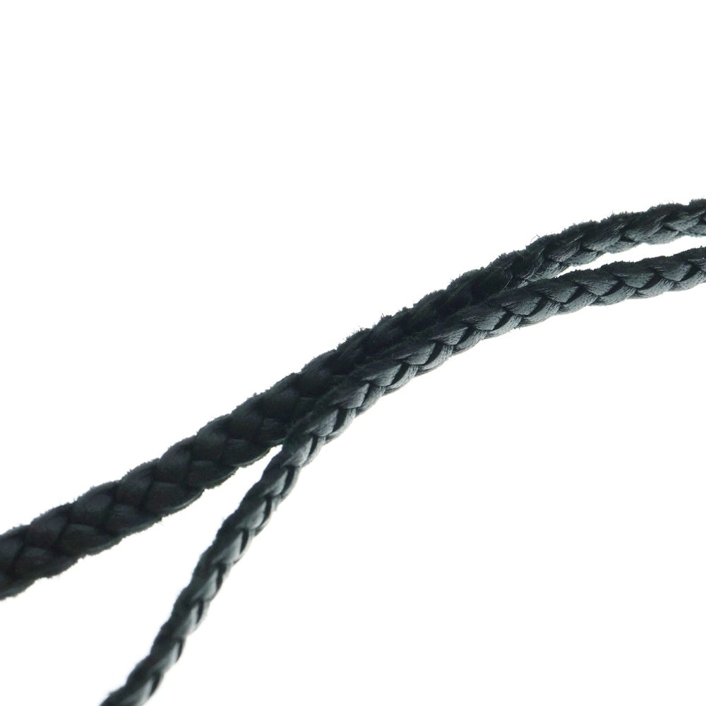 CHROME HEARTS(クロムハーツ) LEATHER BRAID LACESTPPRV1 レースストッパー スクロールチップ レザーブレードネックレス ブラック/シルバー