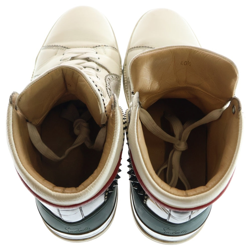 CHRISTIAN LOUBOUTIN(クリスチャンルブタン) LOBIKICK FLAT スタッズ パイソン レザーハイカットスニーカー ホワイト