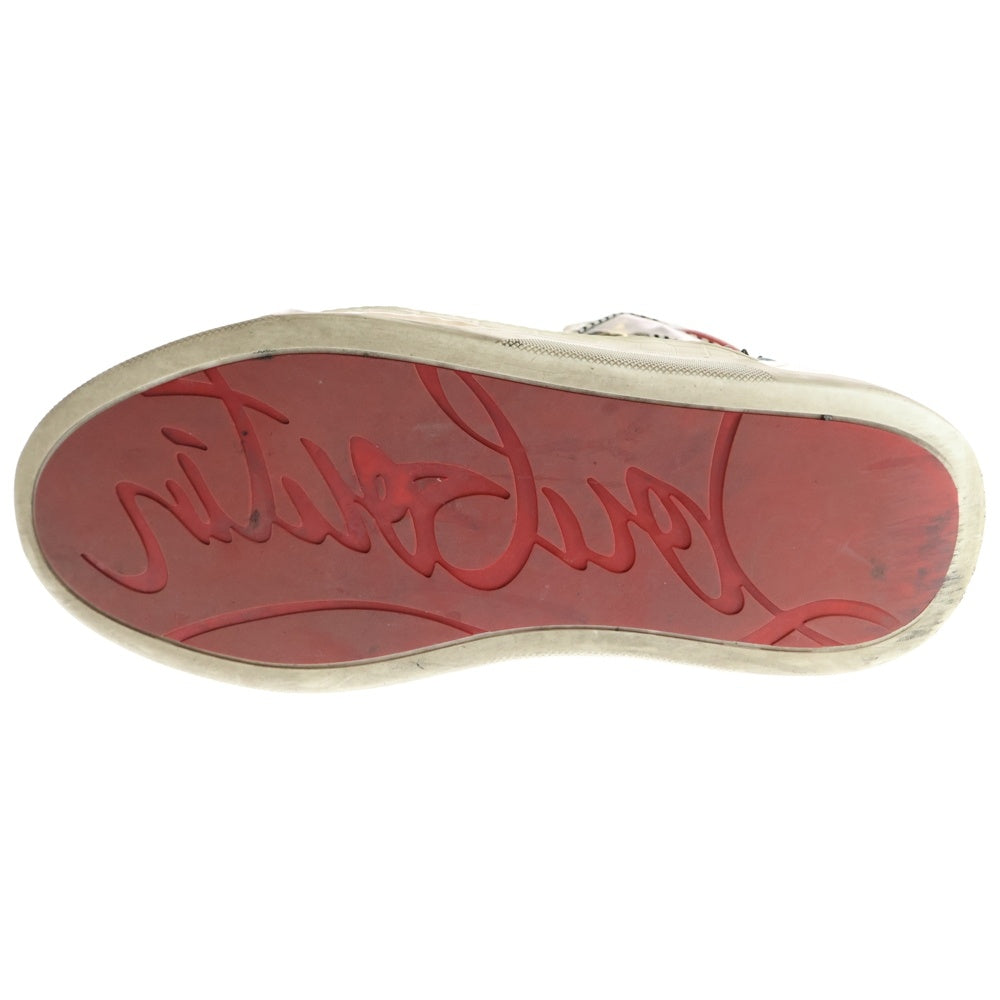 CHRISTIAN LOUBOUTIN(クリスチャンルブタン) LOBIKICK FLAT スタッズ パイソン レザーハイカットスニーカー ホワイト