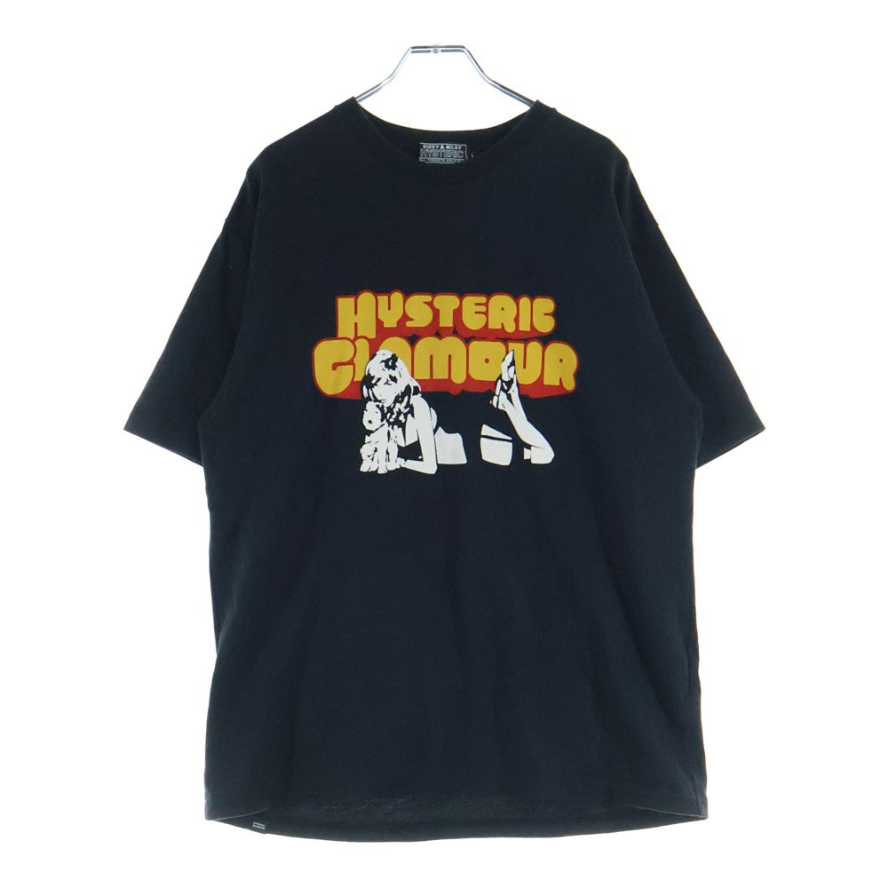 HYSTERIC GLAMOUR(ヒステリックグラマー) ヒスガール ロゴプリント クルーネック半袖Tシャツ ブラック