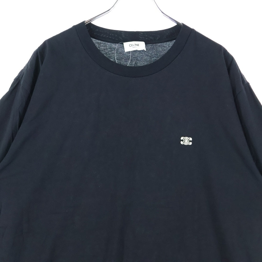 CELINE(セリーヌ) トリオンフ ワンポイントロゴ クルーネック半袖Tシャツカットソー ブラック