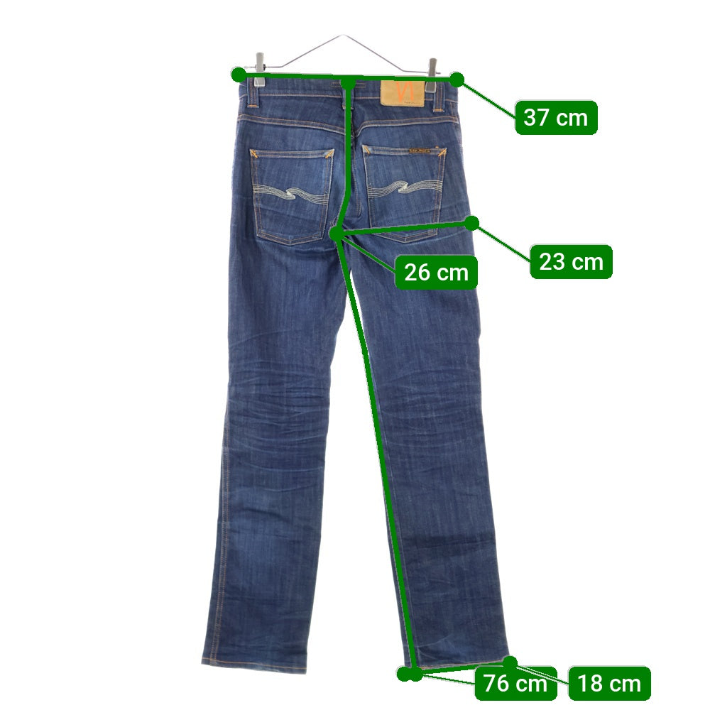 nudie jeans(ヌーディージーンズ) スリムフィット ストレートデニムパンツ インディゴ