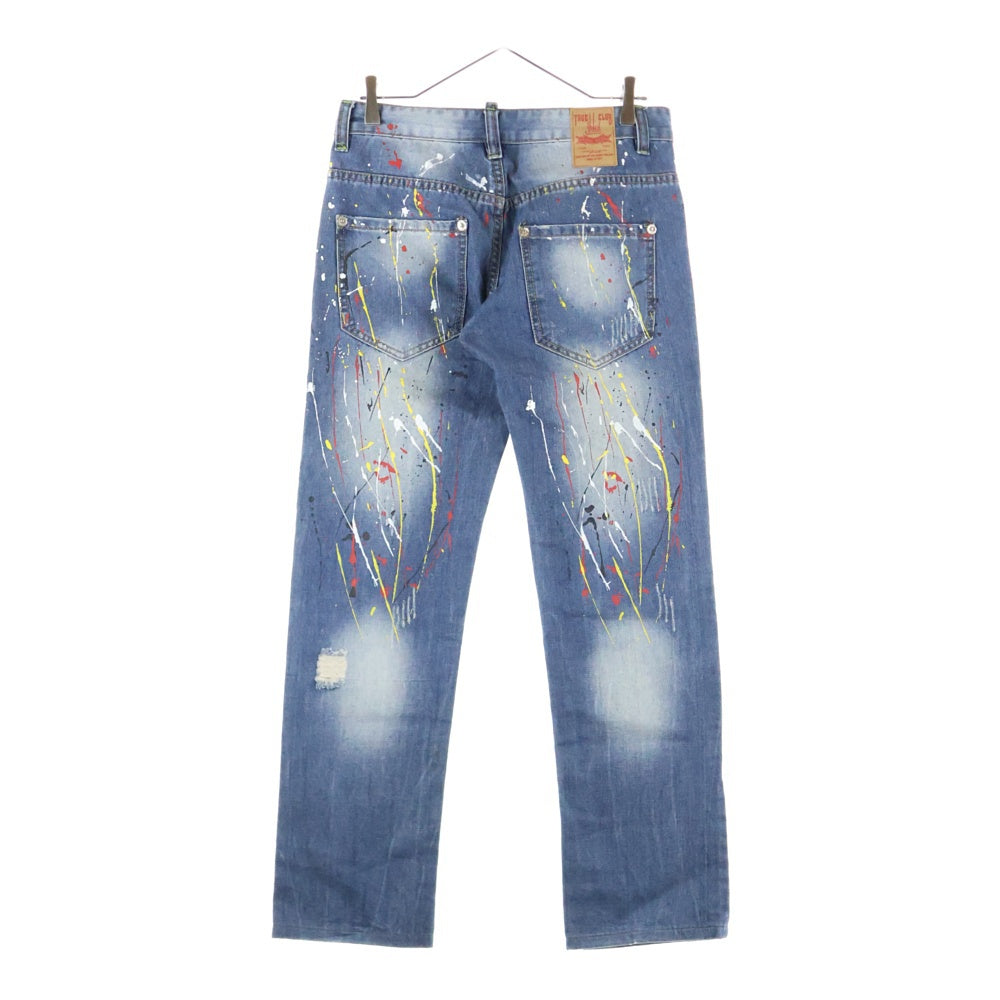 DSQUARED2(ディースクエアード) ペイントストレートデニムパンツ インディゴ