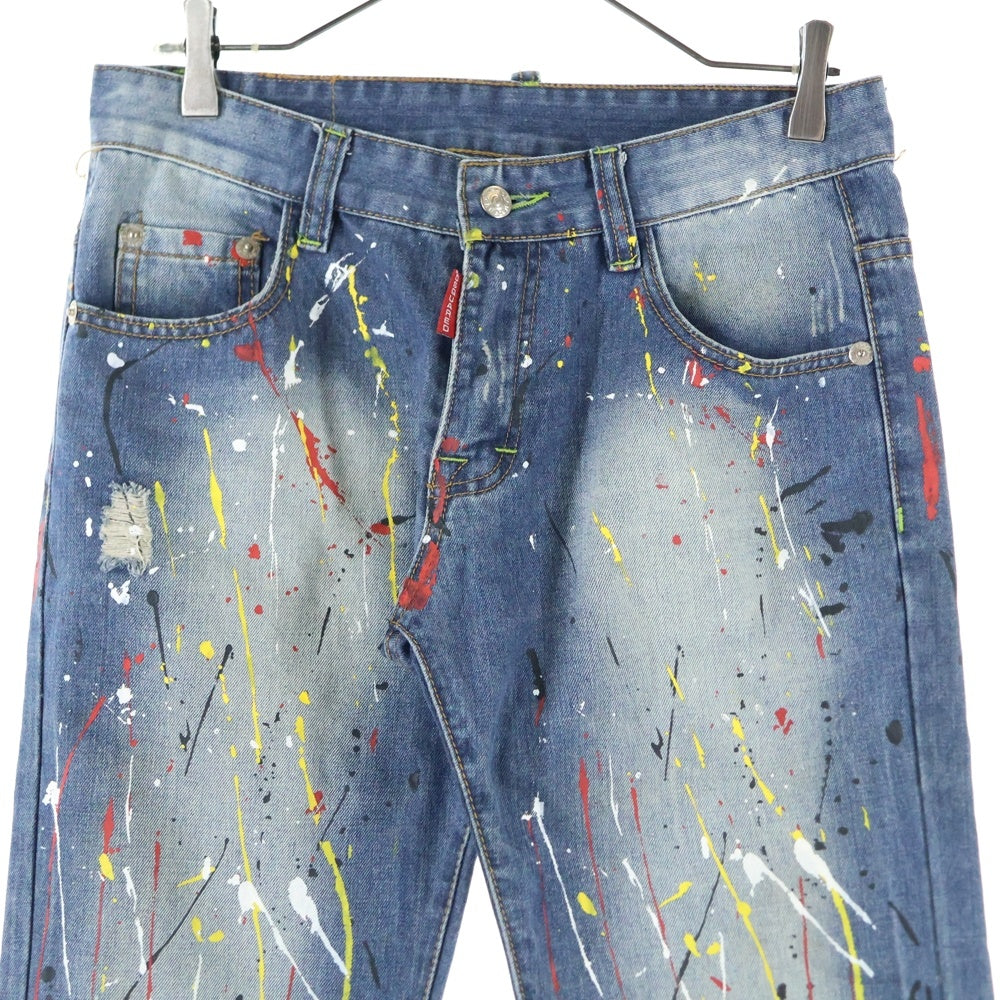 DSQUARED2(ディースクエアード) ペイントストレートデニムパンツ インディゴ