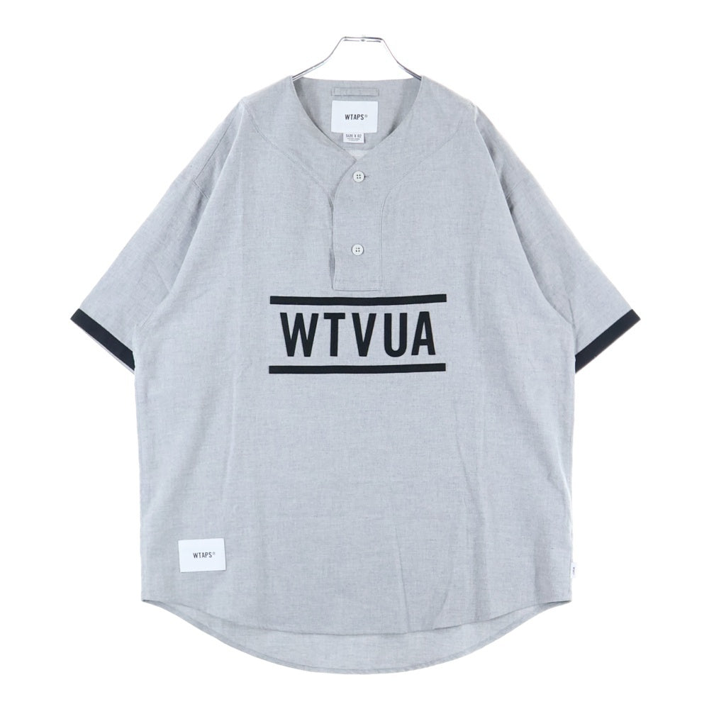 WTAPS(ダブルタップス) LEAGUE/SS/COTTON.TWILL.WTVUA フロントロゴ ベースボール 半袖シャツ 231TQDT-SHM03 グレー