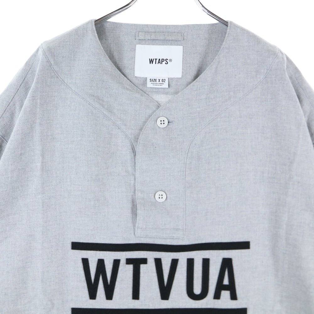 WTAPS(ダブルタップス) LEAGUE/SS/COTTON.TWILL.WTVUA フロントロゴ ベースボール 半袖シャツ 231TQDT-SHM03 グレー