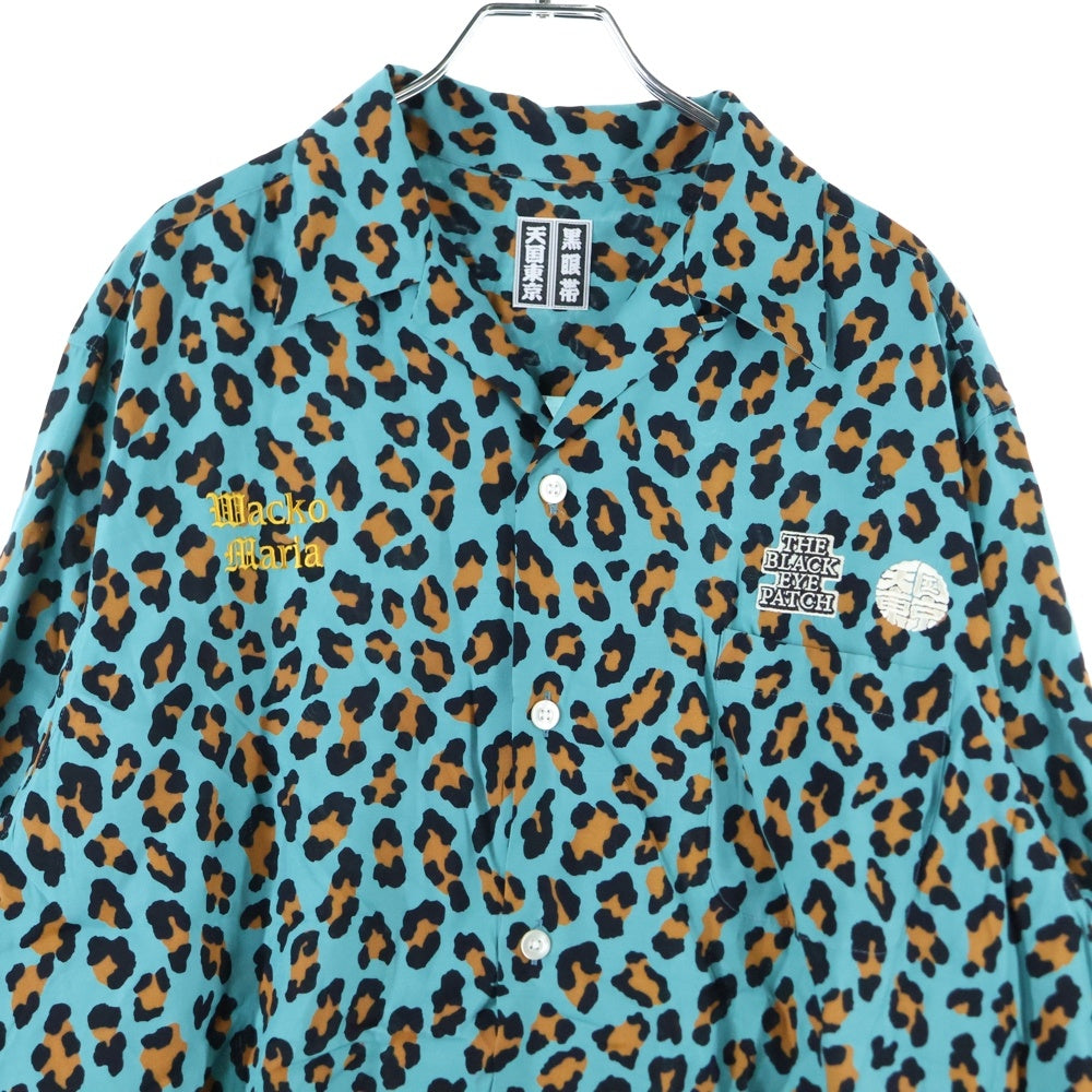 WACKO MARIA(ワコマリア) ×BLACK EYE PATCH 天国東京 バックワッペンロゴ 開襟 長袖シャツ ブルー