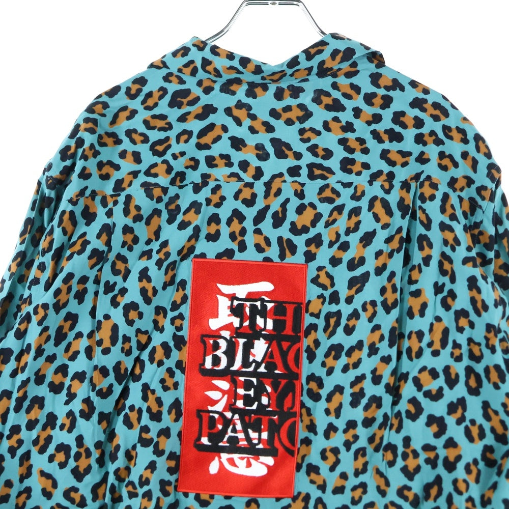 WACKO MARIA(ワコマリア) ×BLACK EYE PATCH 天国東京 バックワッペンロゴ 開襟 長袖シャツ ブルー