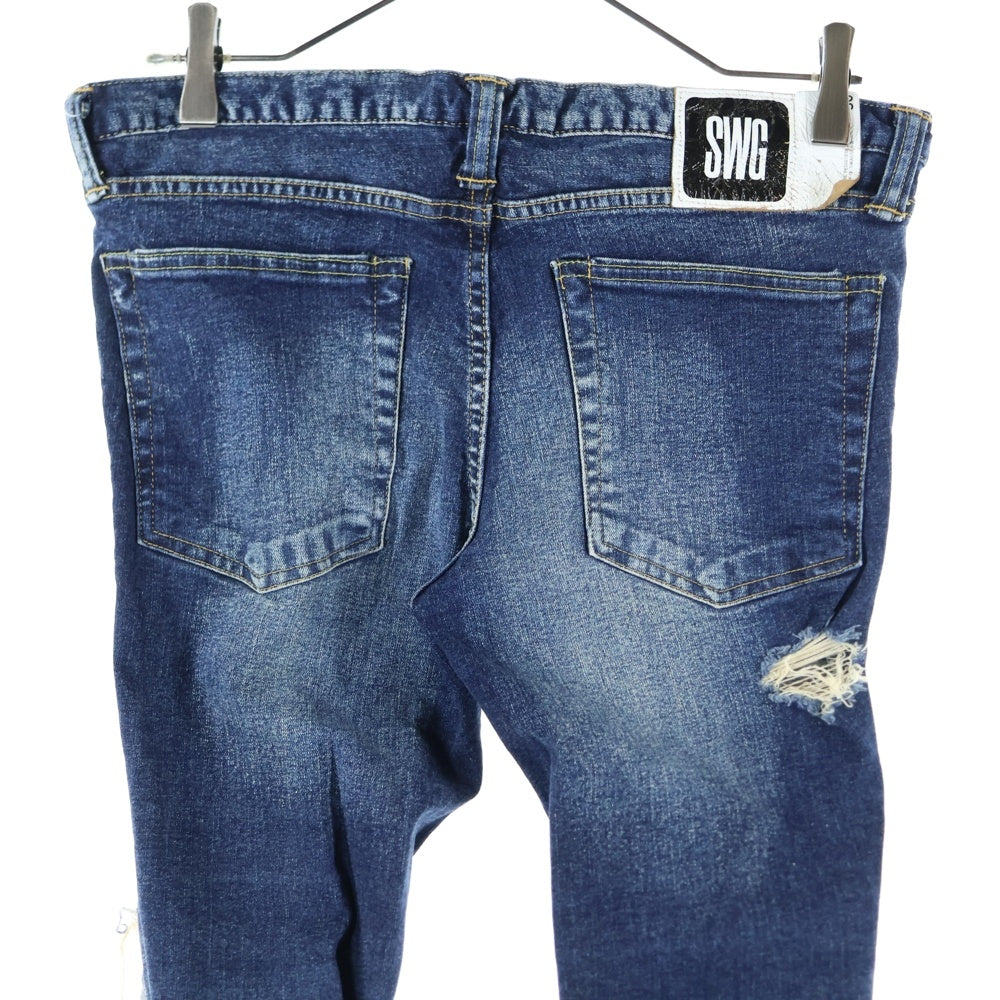 SWAGGER(スワッガー) ストレッチ デニム ダメージ スキニー パンツ インディゴ SWGPTS-660