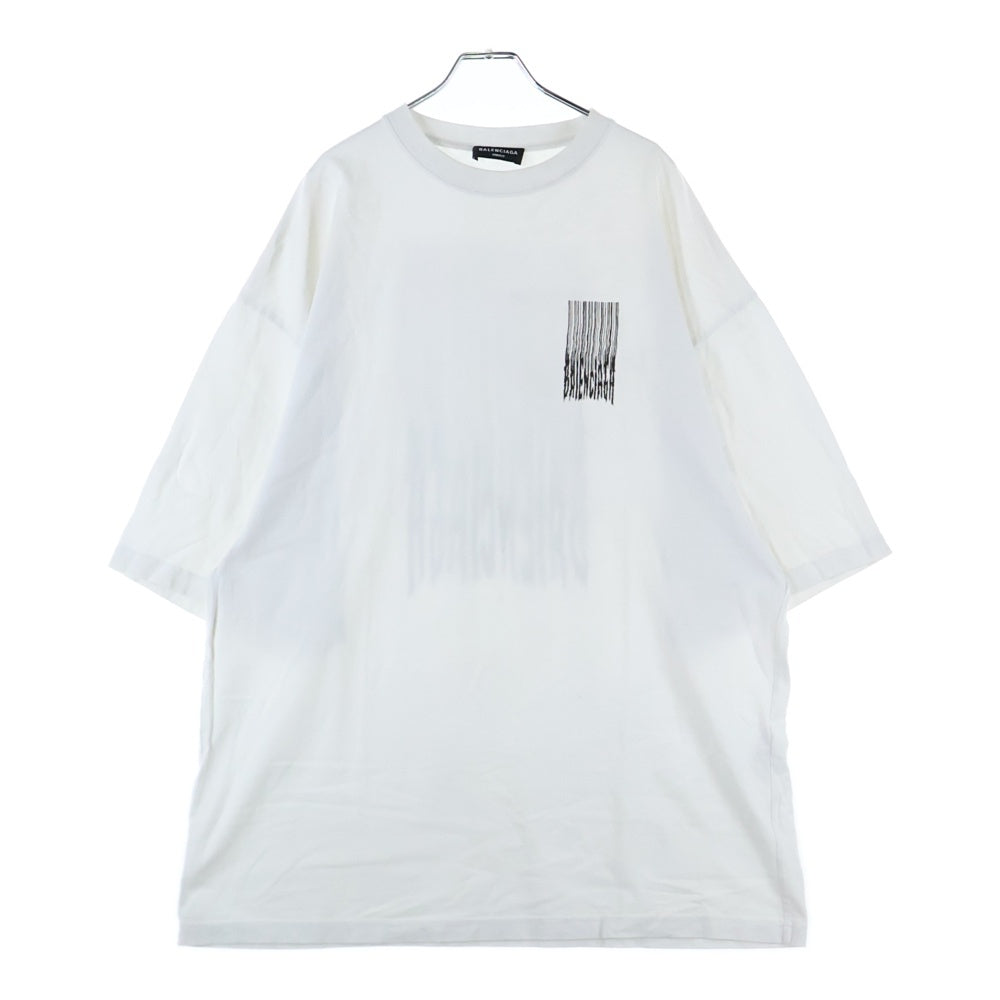BALENCIAGA(バレンシアガ) 21AW バーコードロゴ クルーネック半袖Tシャツ ホワイト 661715 TKVE5