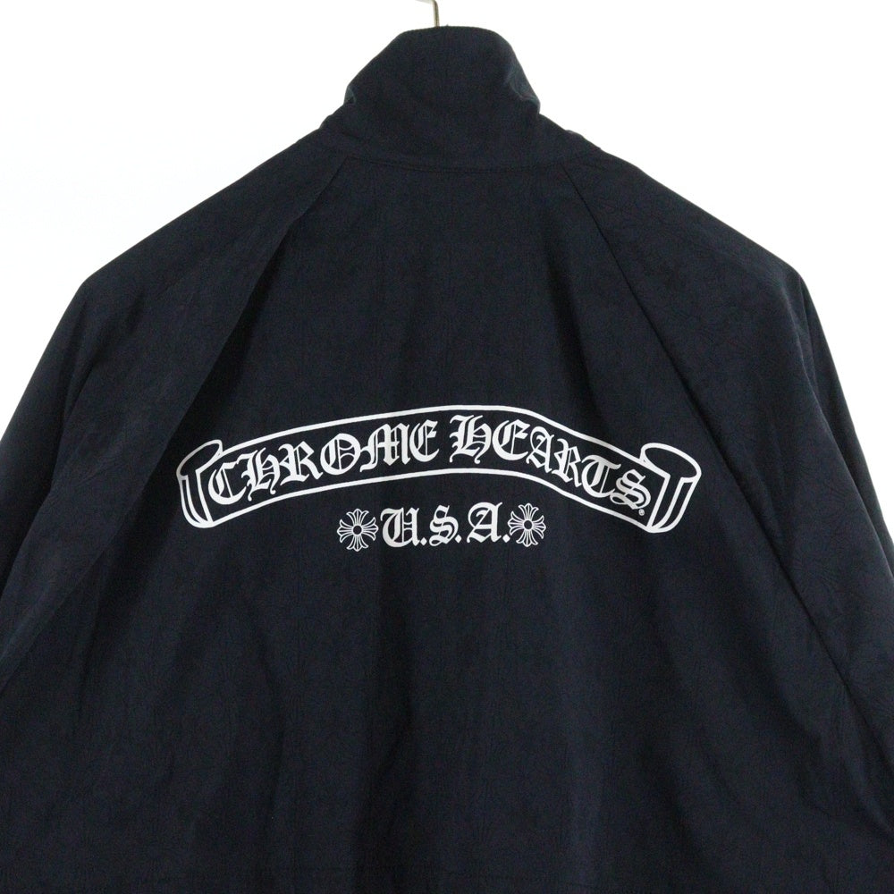 CHROME HEARTS(クロムハーツ) U MATCH POINT クロス総柄 バックスクロールラベル ジップアップ ナイロンジャケット ブラック