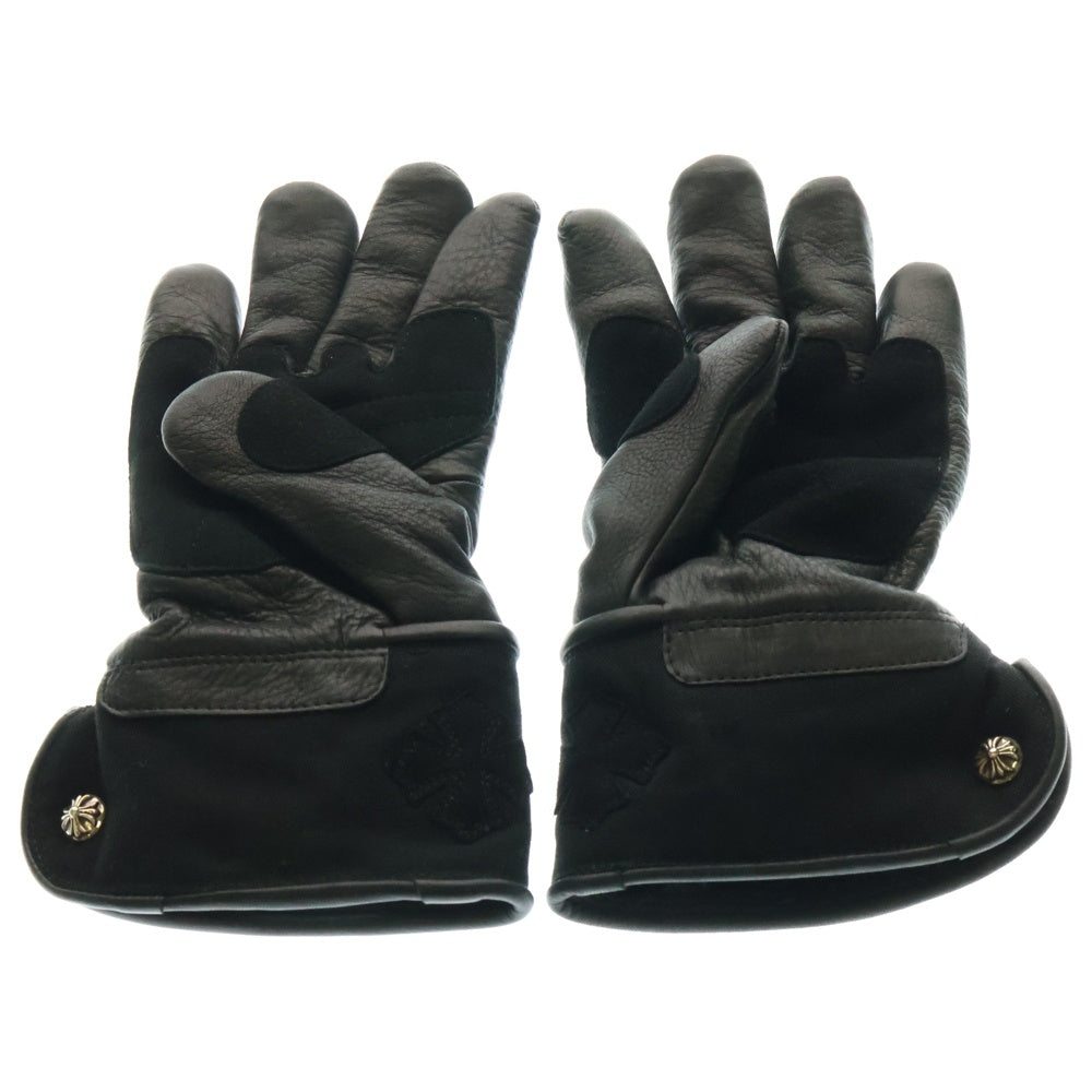 CHROME HEARTS(クロムハーツ) CHプラスパッチ クロスボールボタン 6パッチ レザーグローブ 手袋 ブラック