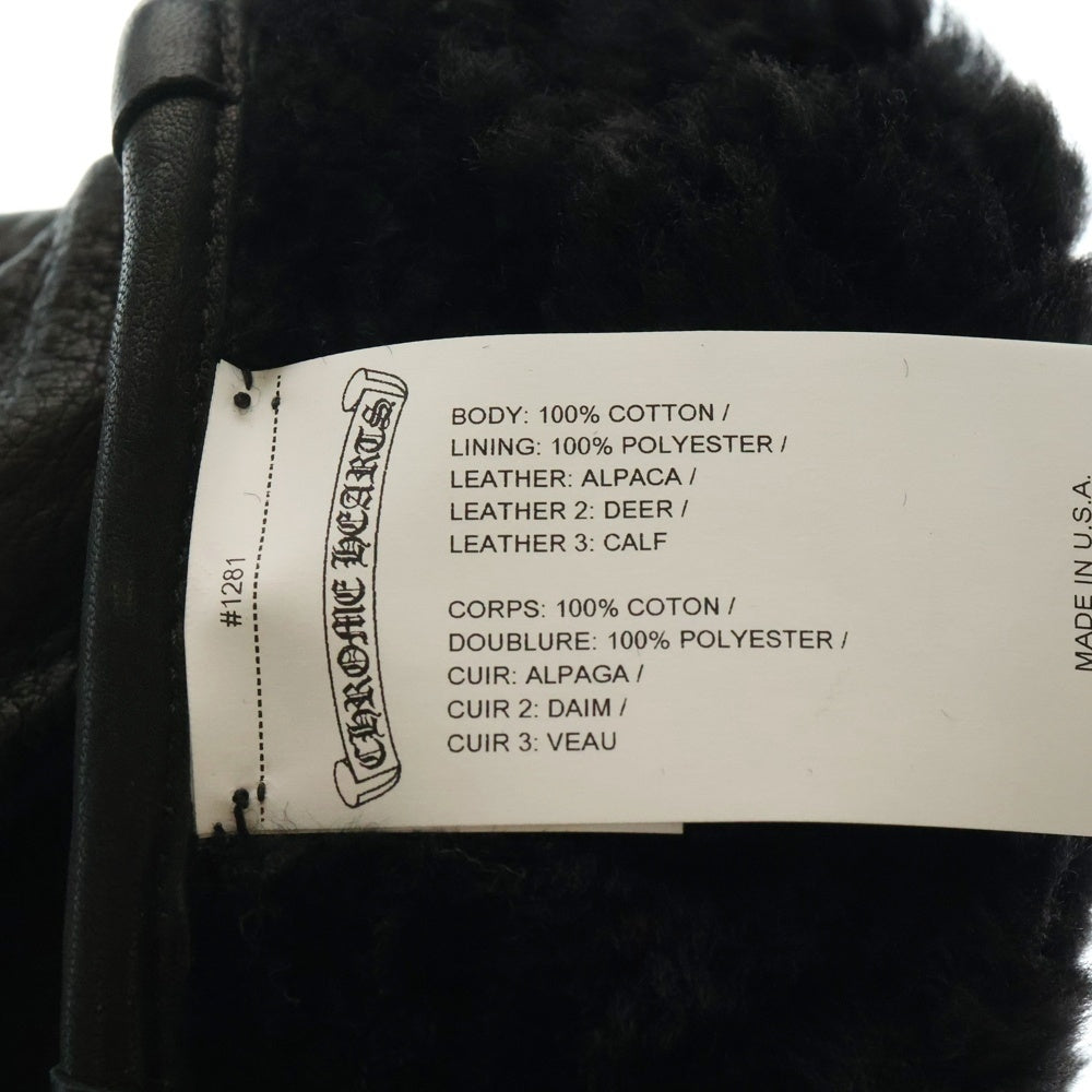 CHROME HEARTS(クロムハーツ) CHプラスパッチ クロスボールボタン 6パッチ レザーグローブ 手袋 ブラック