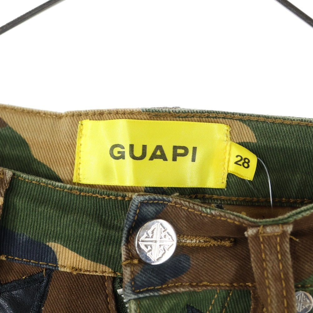 GUAPI(グアピ) CAMO STAR FLARE カモ柄 スターパッチ ウォレットチェーン付き フレアパンツ