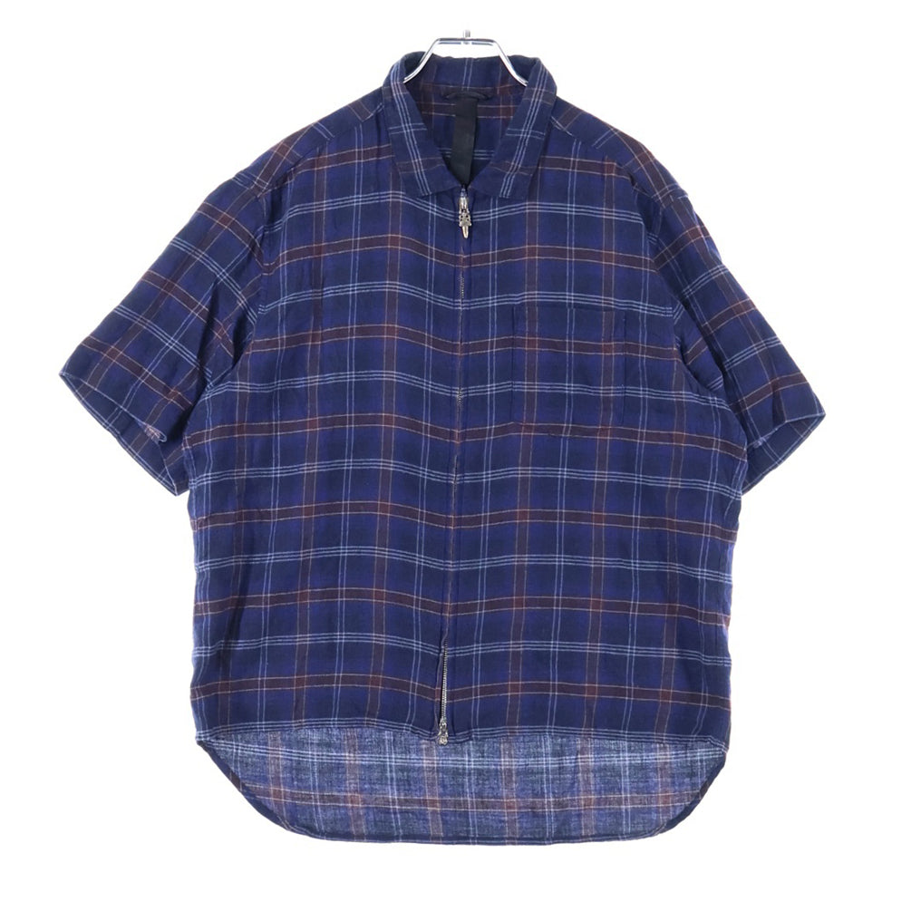 CHROME HEARTS(クロムハーツ) HEYWOOD SS ヘイウッドショートスリーブ 半袖チェックシャツ ブルー/ブラウン