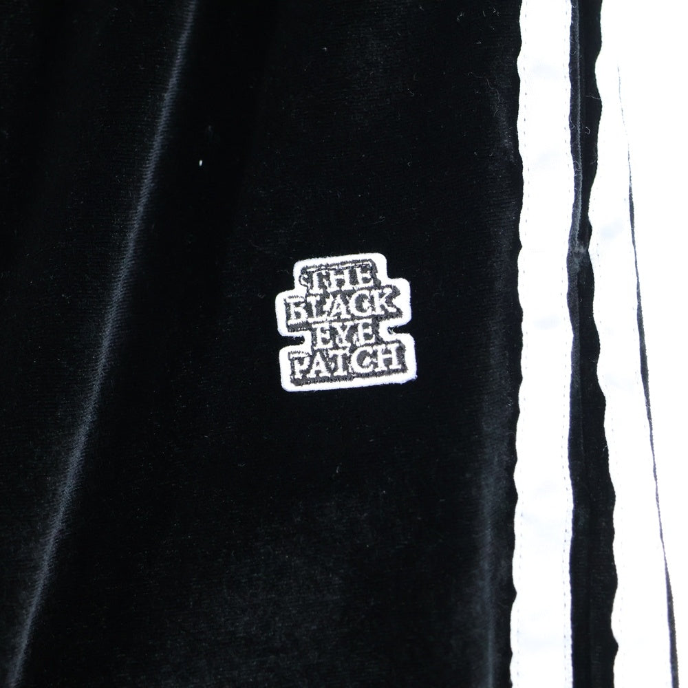 THE BLACK EYE PATCH(ブラックアイパッチ) OG RAVEL ロゴパッチ ベロア サイドライン ハーフパンツ ブラック