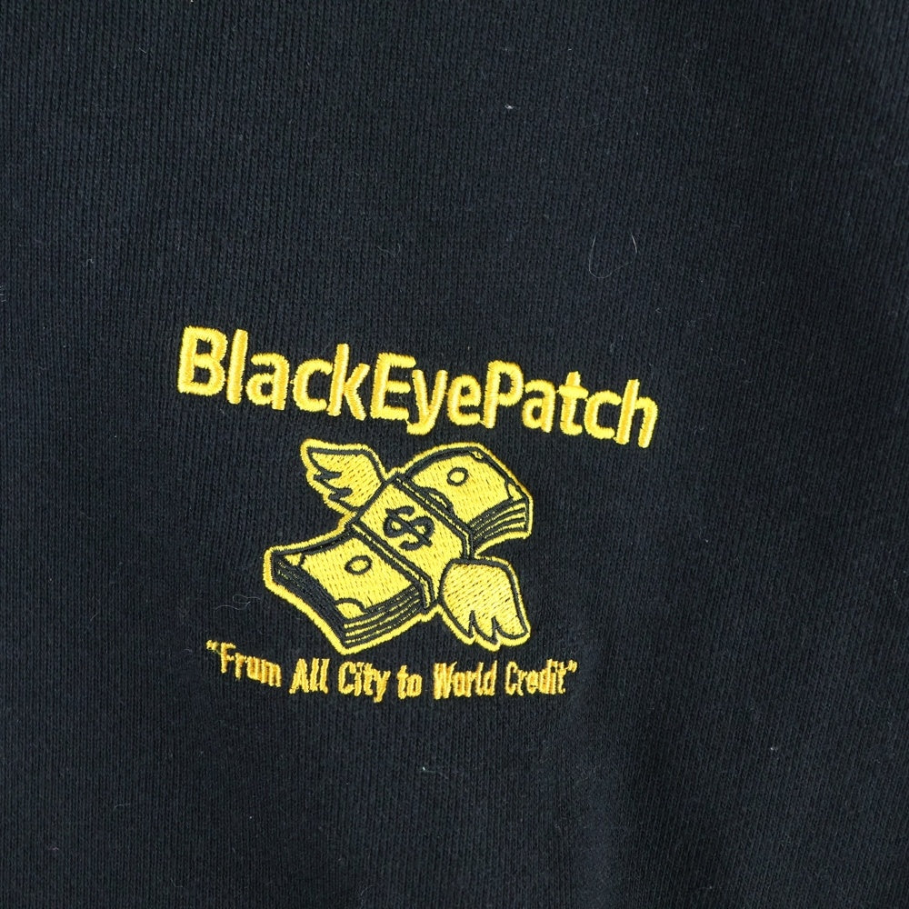 THE BLACK EYE PATCH(ブラックアイパッチ) DOLLAR BAND HALF ZIP SWEAT ロゴ刺繍 ハーフジップ スウェットトレーナー ブラック BEPFW23TP07